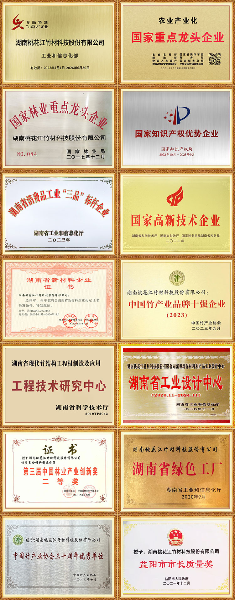 桃花江竹材部分榮譽(yù)